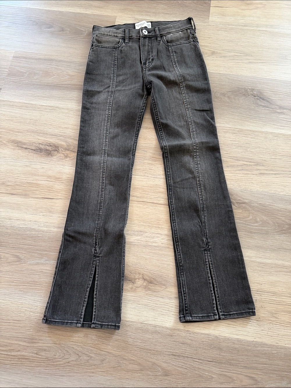 abercrombie kids Dark Gray Flare Jeans with Front Seams & Hem Slits